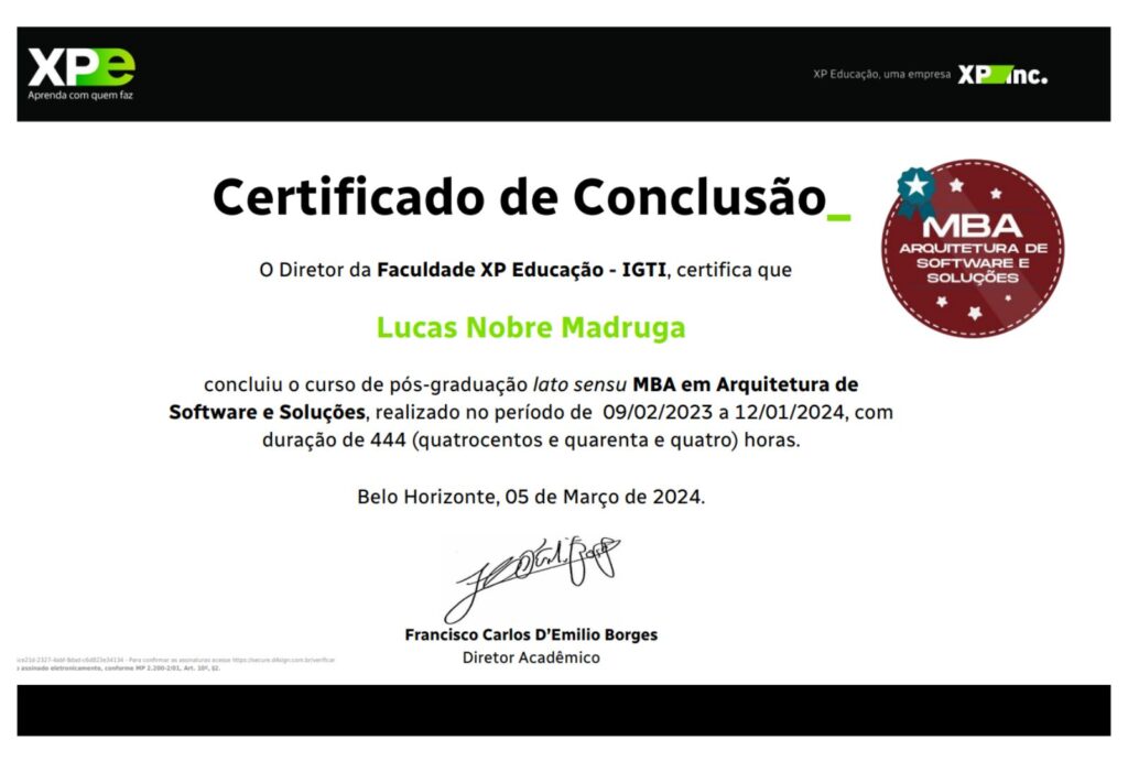 Pós-Graduação em Arquitetura de Software e Soluções